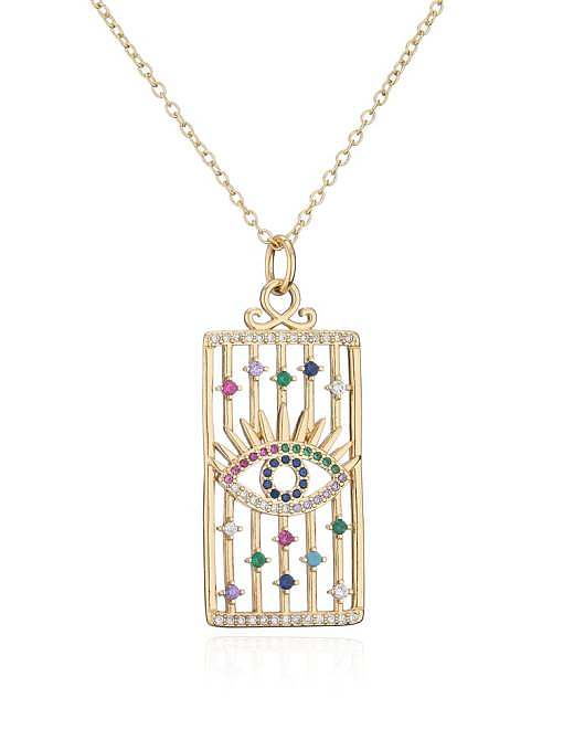 Brass Cubic Zirconia Geometric Vintage Necklace