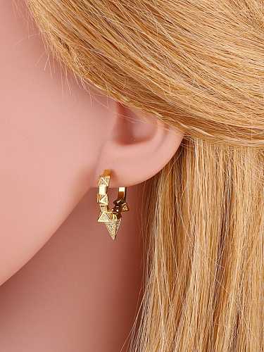 Brass Cubic Zirconia Geometric Vintage Huggie Earring