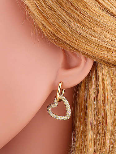 Brass Cubic Zirconia Heart Ethnic Cluster Earring