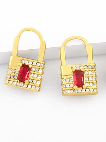 Brass Cubic Zirconia Locket Ethnic Huggie Earring
