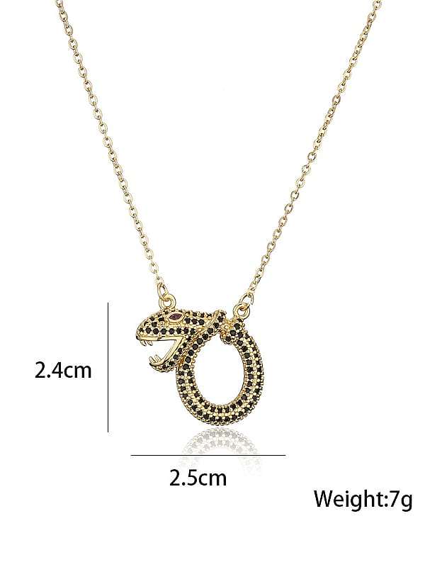 Brass Rhinestone Snake Vintage geometry Pendant Necklace