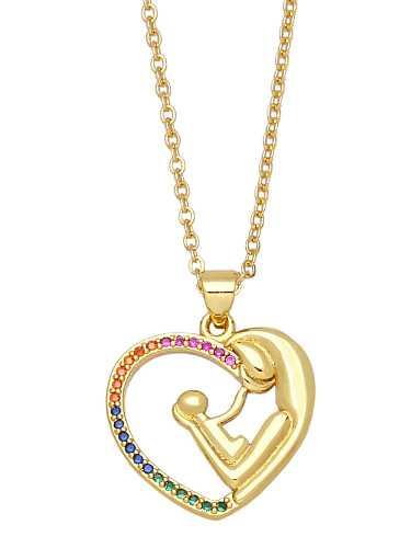 Brass Cubic Zirconia Heart Vintage Necklace