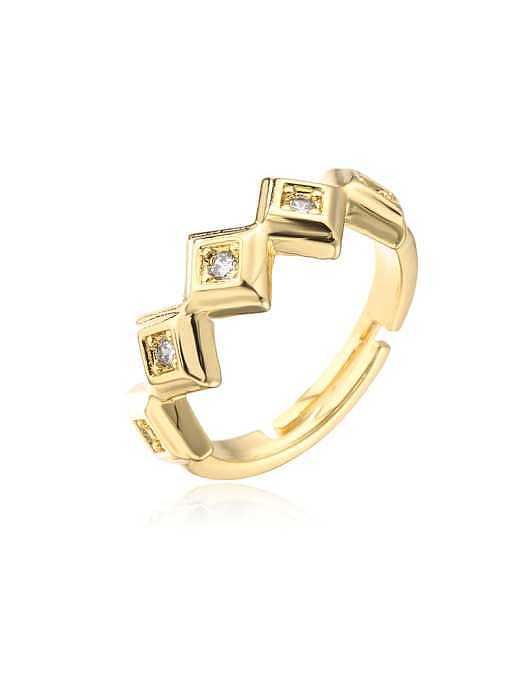 Brass Cubic Zirconia Irregular Vintage Stackable Ring