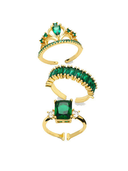 Brass Cubic Zirconia Crown Minimalist Band Ring