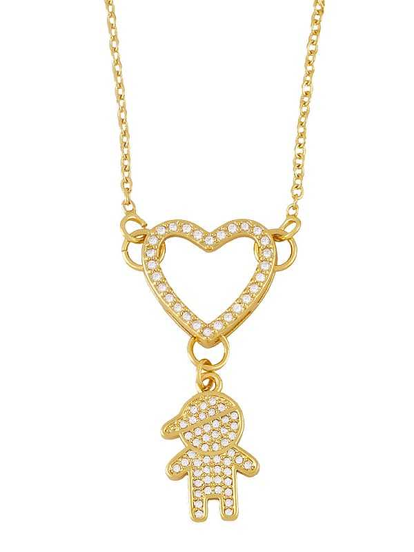 Brass Cubic Zirconia Heart Hip Hop Necklace