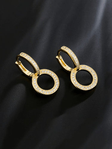 Boucles d'oreilles pendantes vintage géométriques en laiton et zircon cubique