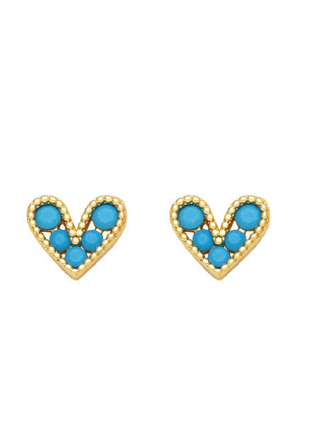 Brass Cubic Zirconia Heart Cute Stud Earring