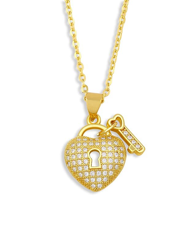 Brass Cubic Zirconia Key Minimalist Necklace