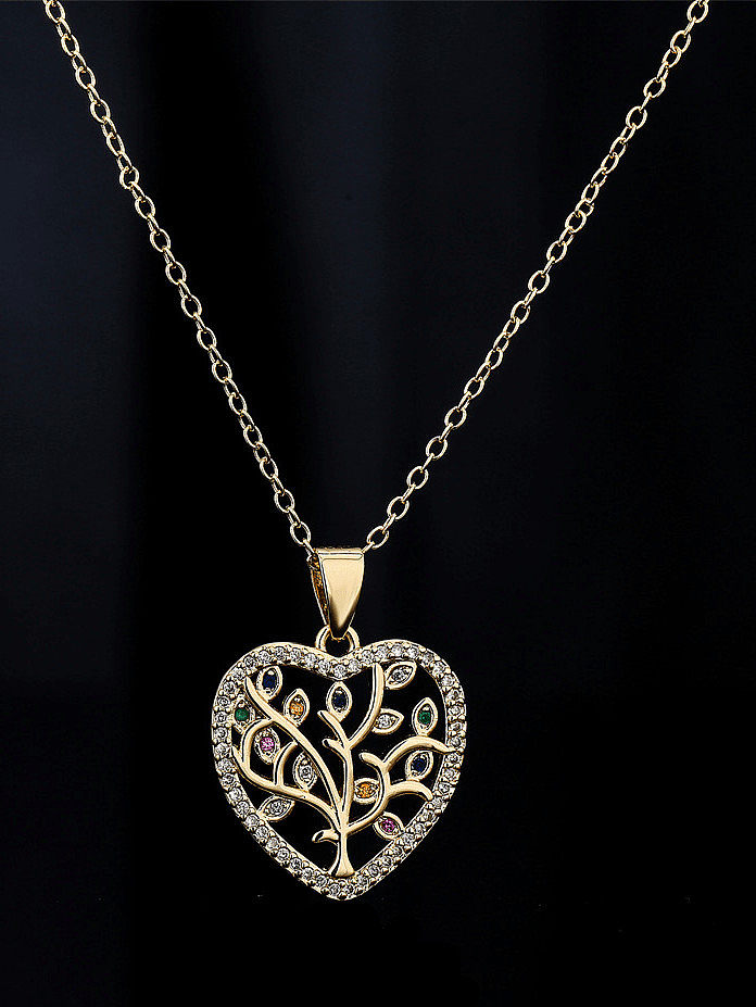 Brass Cubic Zirconia Clothes Trend Heart Pendant Necklace