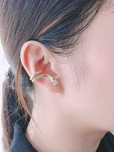 Brass Cubic Zirconia Snake Vintage Stud Earring