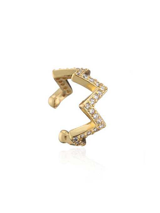 Brass Cubic Zirconia Geometric Vintage Clip Earring (Single Only One)