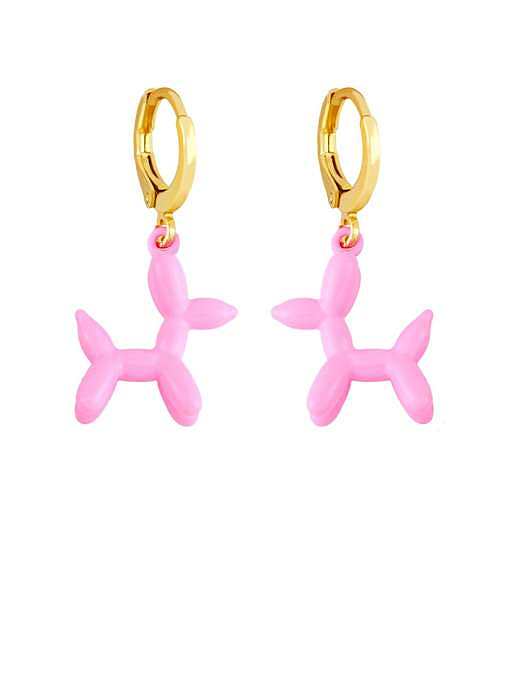 Brass Enamel Dog Cute Huggie Earring