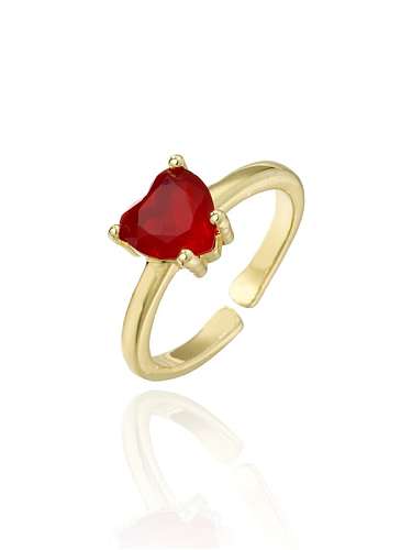 Brass Cubic Zirconia Heart Minimalist Band Ring