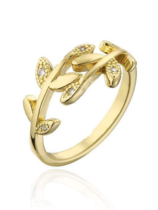 Brass Cubic Zirconia Butterfly Leaf Vintage Band Ring