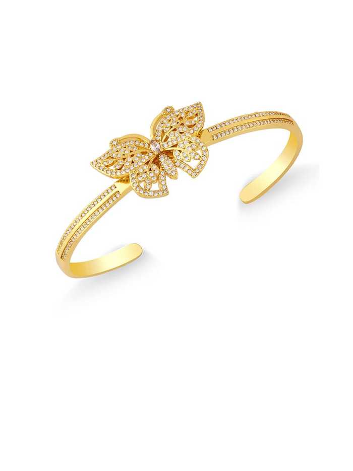Brass Cubic Zirconia Butterfly Vintage Cuff Bangle
