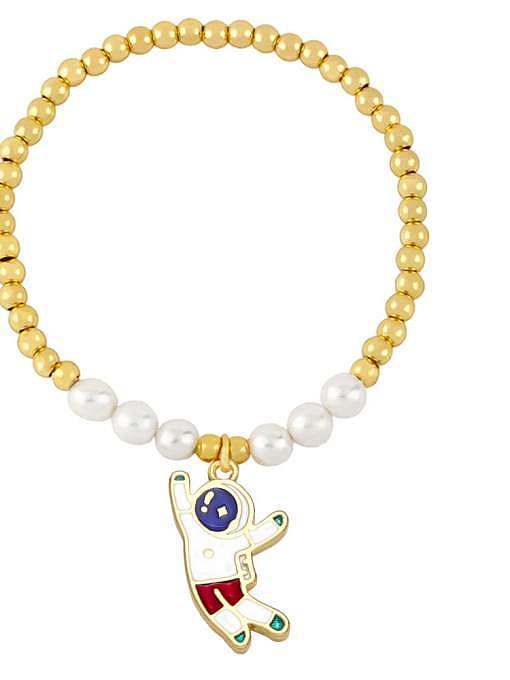 Brass Imitation Pearl Icon Ethnic Beaded Bracelet