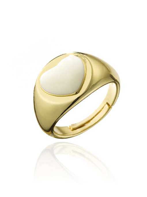 Brass Enamel Heart Minimalist Band Ring
