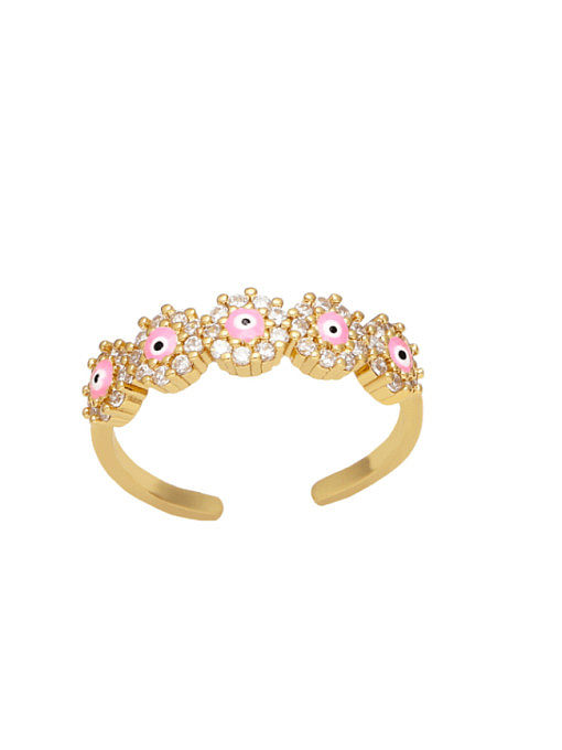 Brass Cubic Zirconia Flower Vintage Band Ring