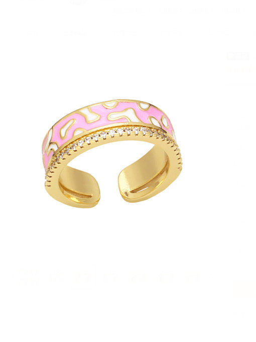 Brass Enamel Geometric Trend Stackable Ring