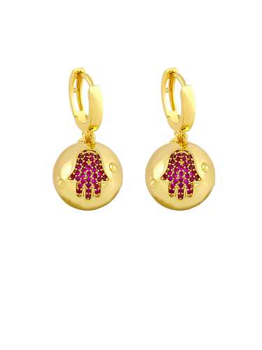 Brass Cubic Zirconia Evil Eye Ethnic Huggie Earring