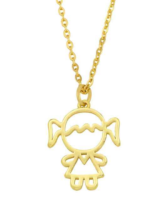 Brass Cute Hollow Angel Pendant Necklace