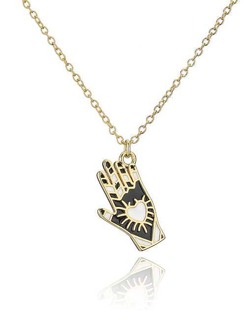Collier Vintage en Laiton Cubic Zirconia Email Main Of Gold