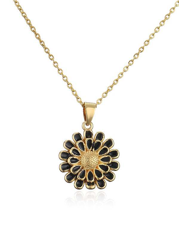 Brass Rhinestone Enamel Flower Minimalist Necklace