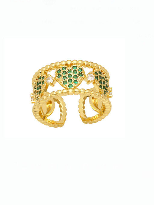 Brass Cubic Zirconia Heart Vintage Stackable Ring
