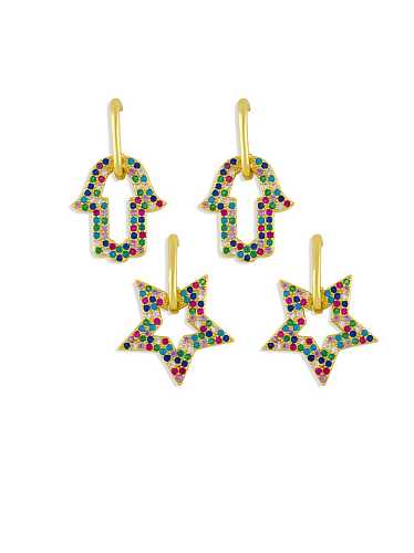 Brass Cubic Zirconia Geometric Vintage Drop Earring