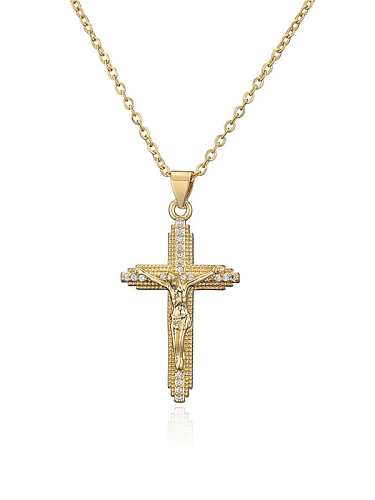 Messing Zirkonia Kreuz Vintage religiös Halskette