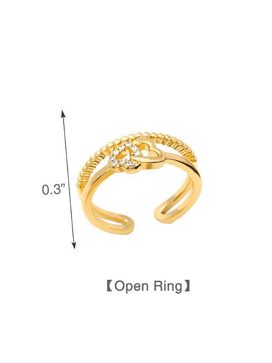 Messing Zirkonia Herz Vintage stapelbarer Ring