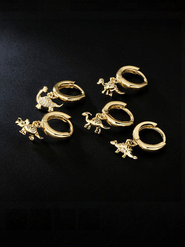 Brass Cubic Zirconia Dragon Vintage Huggie Earring
