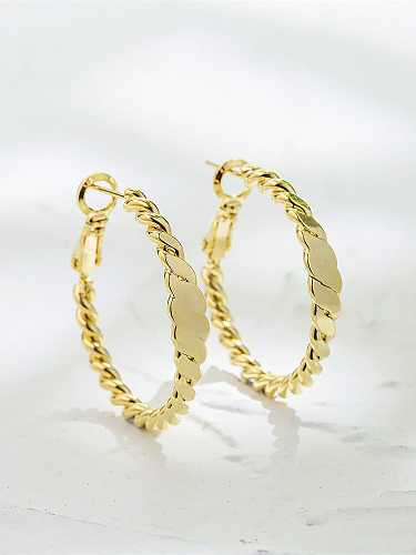 Brass Twist Geometric Minimalist Huggie Earring