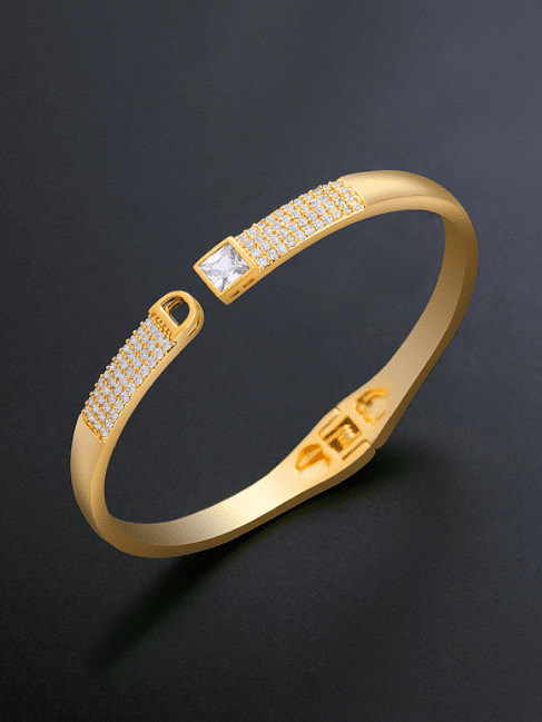 Brass Cubic Zirconia Geometric Ethnic Band Bangle