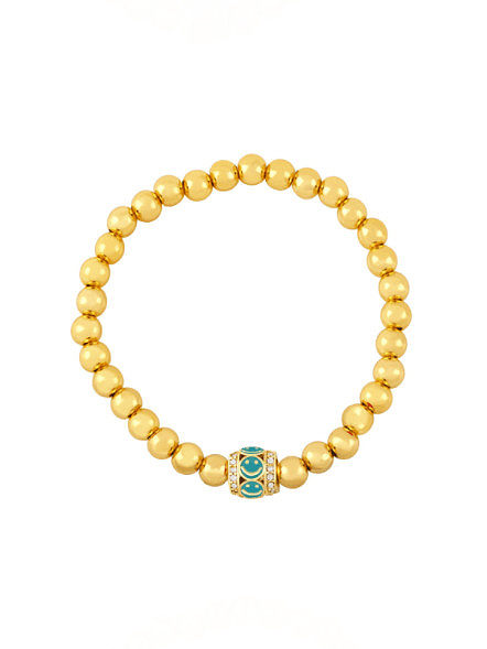 Bracelet de perles Vintage Smiley en émail de laiton