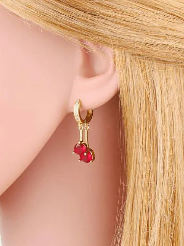 Brass Cubic Zirconia Geometric Tassel Vintage Drop Earring