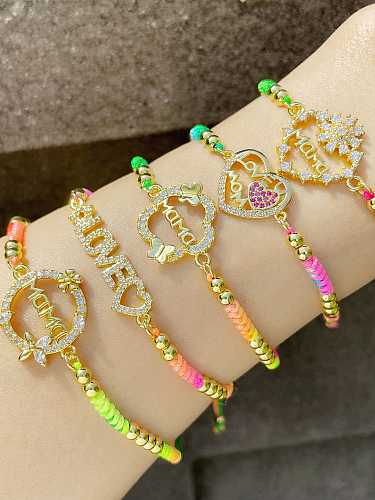 Brazalete ajustable Bohemia de latón con circonitas cúbicas multicolor