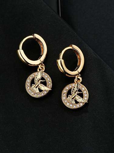 Brass Cubic Zirconia Geometric Cute Huggie Earring
