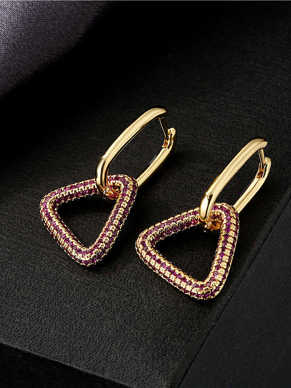 Boucles d'oreilles pendantes vintage triangle en laiton et zircon cubique