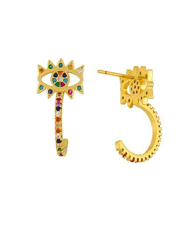 Brass Cubic Zirconia Geometric Bohemia Huggie Earring