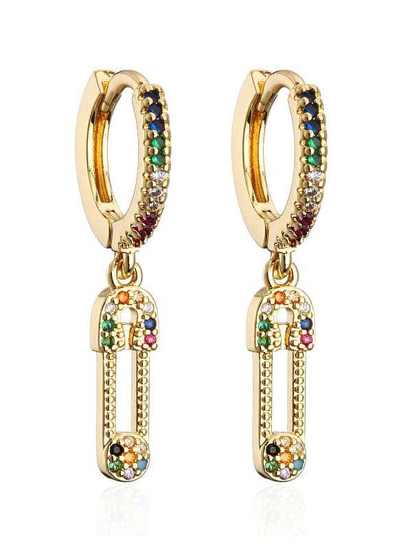 Brass Cubic Zirconia Geometric Vintage Drop Earring