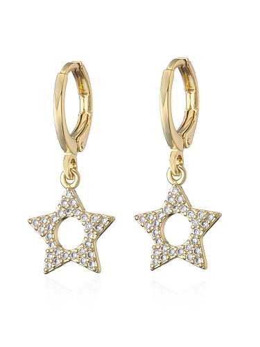 Latón Cubic Zirconia Estrella de cinco puntas Vintage Huggie Earring