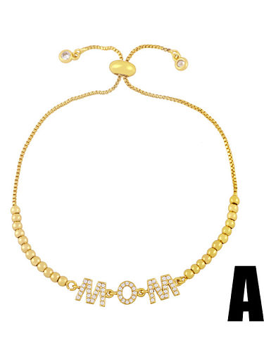 Bracelet perlé minimaliste en laiton avec zircone cubique