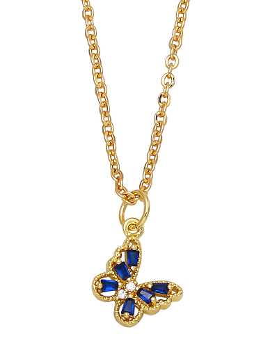 Brass Cubic Zirconia Butterfly Vintage Necklace