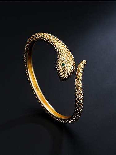 Brass Cubic Zirconia Snake Hip Hop Cuff Bangle