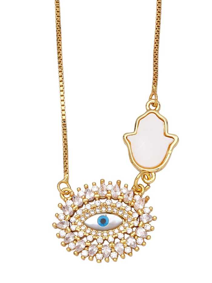 Brass Cubic Zirconia Evil Eye Vintage Necklace