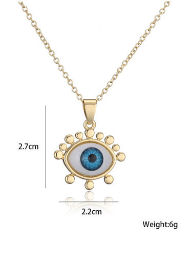 Brass Rhinestone Enamel Vintage Evil Eye Pendant Necklace