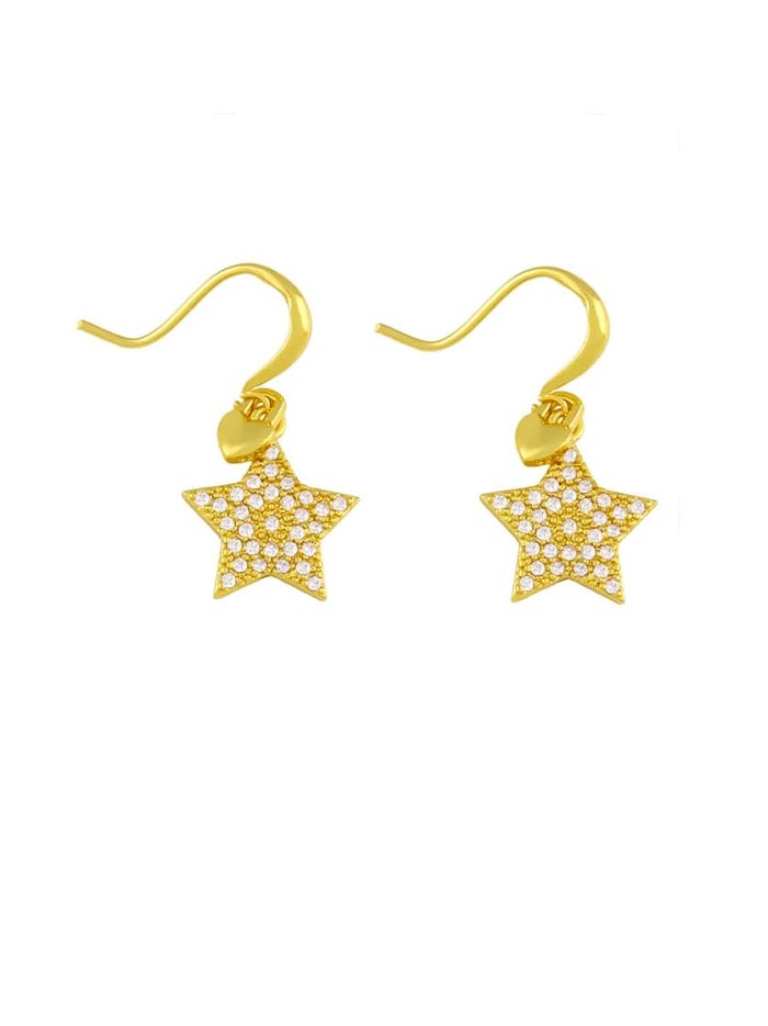 Brass Cubic Zirconia Star Bohemia Huggie Earring