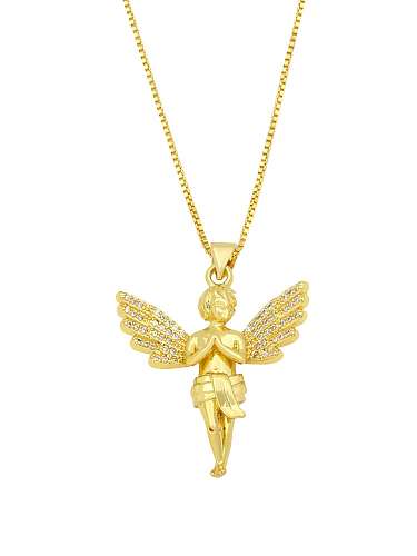 Brass Cubic Zirconia Angel Hip Hop Necklace