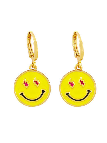 Boucle d'oreille Huggie Hip Hop Smiley en émail de laiton